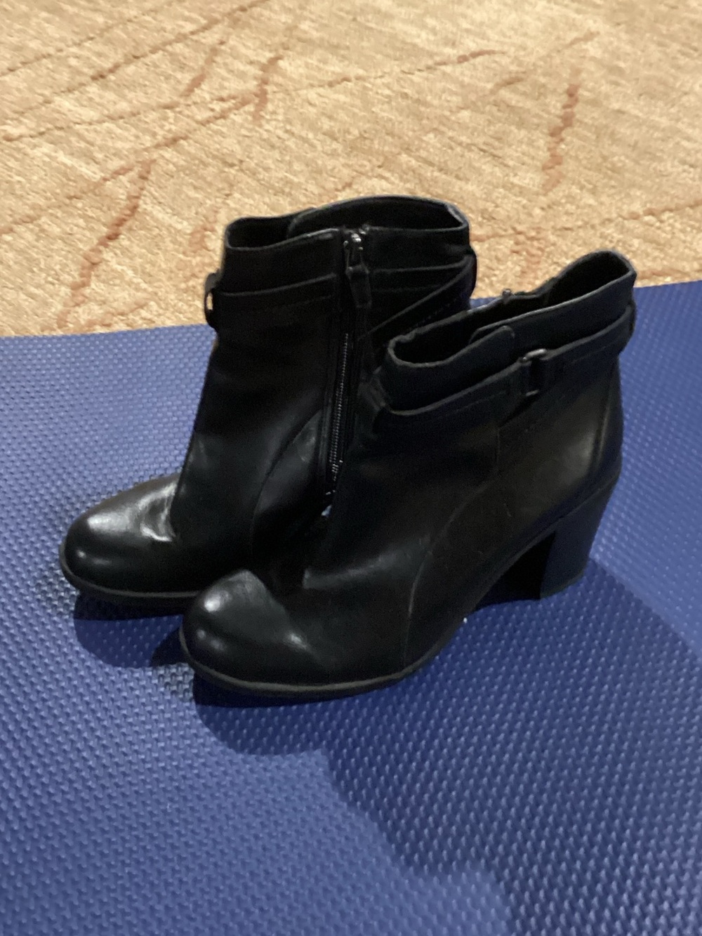 Franco Sarto Black Leather Ankle Booties with Block Heel